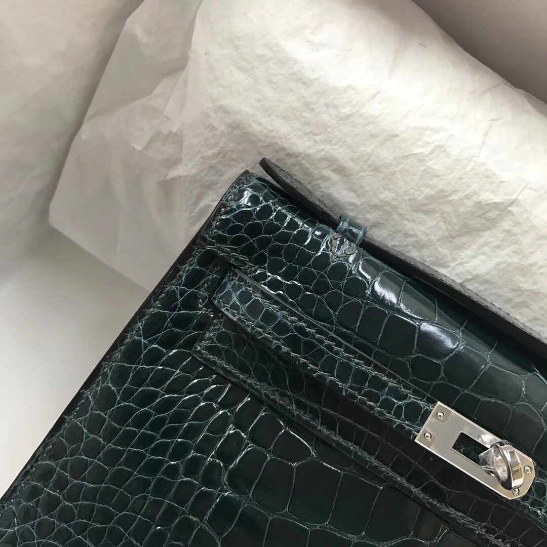 에르메스 미니 켈리백22 베르트 은장 샤이니 악어가죽